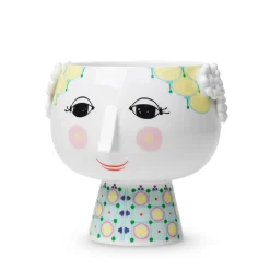 BJØRN WIINBLAD Bjørn Wiinblad Eva Potteskjuler På Fot 15,5cm Hvit m/Dekorasjon