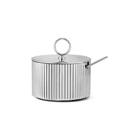 GEORG JENSEN Bernadotte Sukkerskål m/Skje Rustfritt Stål