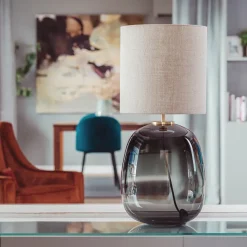 HADELAND GLASSVERK Austra Bordlampe Røkgrå