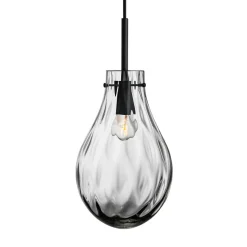 HADELAND GLASSVERK Dråpe Dobbeltoptikk Pendellampe Lys Røkgrå