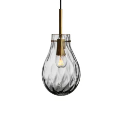 HADELAND GLASSVERK Dråpe Dobbeltoptikk Pendellampe Lys Røkgrå