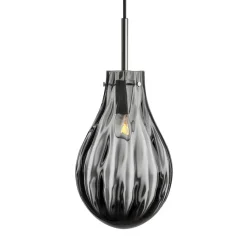 HADELAND GLASSVERK Dråpe Pendellampe Dobbeltoptikk Røkgrå