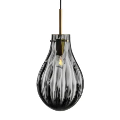 HADELAND GLASSVERK Dråpe Pendellampe Dobbeltoptikk Røkgrå
