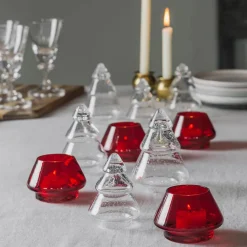 HADELAND GLASSVERK Gran Lyslykt Rød Optikk 2pk