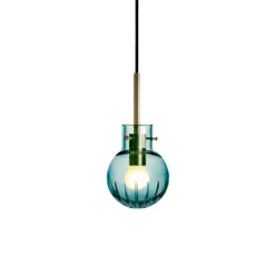 HADELAND GLASSVERK Krystallkule Taklampe Stor Stjerne Blågrønn