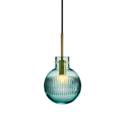 HADELAND GLASSVERK Krystallkule Taklampe Skjær Blågrønn
