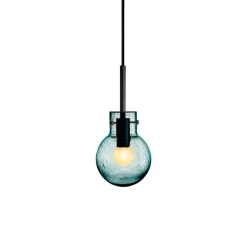 HADELAND GLASSVERK Krystallkule Taklampe Soda Blågrønn