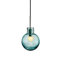 HADELAND GLASSVERK Krystallkule Taklampe Soda Blågrønn