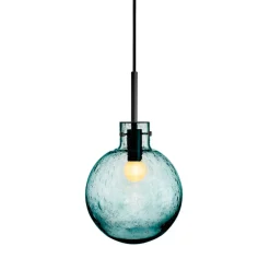 HADELAND GLASSVERK Krystallkule Taklampe Soda Blågrønn