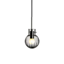 HADELAND GLASSVERK Krystallkule Taklampe Stor Stjerne Røkgrå