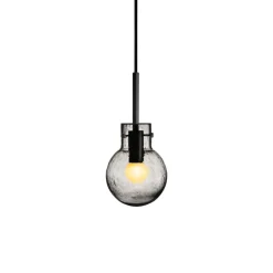 HADELAND GLASSVERK Krystallkule Taklampe Soda Røkgrå