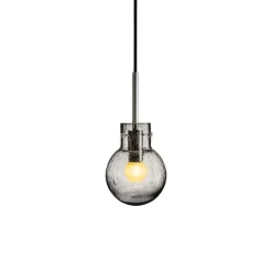 HADELAND GLASSVERK Krystallkule Taklampe Soda Røkgrå