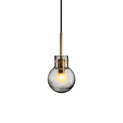 HADELAND GLASSVERK Krystallkule Taklampe Soda Røkgrå