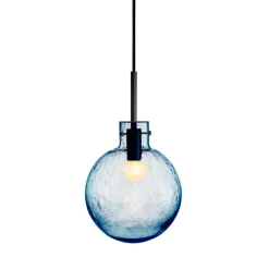 HADELAND GLASSVERK Krystallkule Taklampe Soda Stålblå