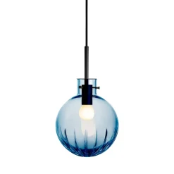 HADELAND GLASSVERK Krystallkule Taklampe Stor Stjerne Stålblå