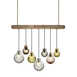 HADELAND GLASSVERK Rav Taklampe Krystallkuler 7stk m/Trebaldakin