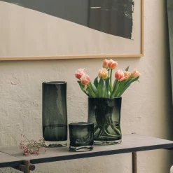 HADELAND GLASSVERK Sine Telysholder 12,5x10,5cm Røkgrå