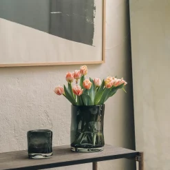 HADELAND GLASSVERK Sine Telysholder 12,5x10,5cm Røkgrå