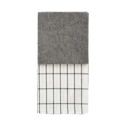 CHRISTIANIA 1739 Kjøkkenhåndkle Grå/Rutete 50X70cm 2pk