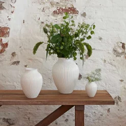 KNABSTRUP KERAMIK Knabstrup Vase 27cm Riflet Hvit