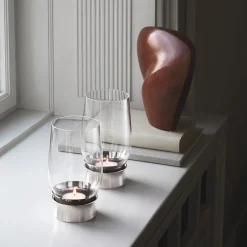 GEORG JENSEN LUMIS FYRFADSSTAGE RUSTRIT STÅL GLAS