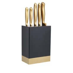 Lifetime Brands Europe ltd Masterclass Knivblokk med 5 Kniver Sort & Gull