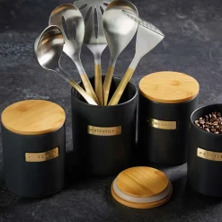 Lifetime Brands Europe ltd Masterclass Oppbevaringsboks Te 1L Sort med Bambus Lokk