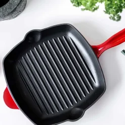 CHRISTIANIA 1739 Rød grillpanne i støpejern