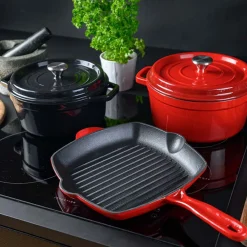 CHRISTIANIA 1739 Rød grillpanne i støpejern