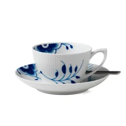 ROYAL COPENHAGEN Blå Mega Riflet Tekopp 28cl m/Skål