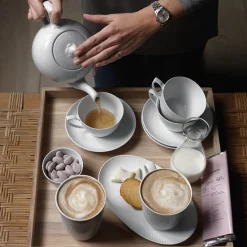 ROYAL COPENHAGEN Hvit Riflet Kopp m/Skål 28cl