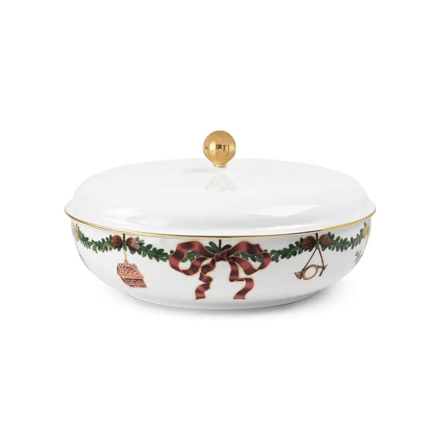 ROYAL COPENHAGEN Stjerne Riflet Jul Skål med Lokk 21cm