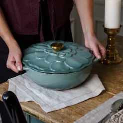 SEASONS Fall Collection Støpejernsgryte 26cm 3L Lokk Blomst Grønn