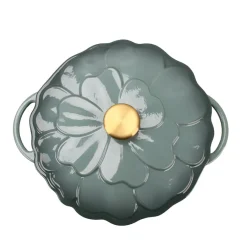 SEASONS Fall Collection Støpejernsgryte 26cm 3L Lokk Blomst Grønn