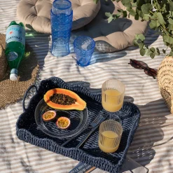 SEASONS Summer Collection Kurv Bølge Bambus 41cm Blå