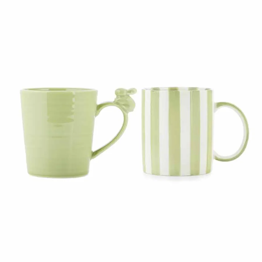 PORSGRUNDS PORSELÆNSFABRIK Stripekopp Harekopp Grønn 2pk