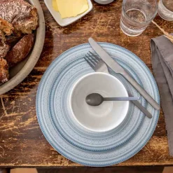 PORSGRUNDS PORSELÆNSFABRIK TALLERKEN FLAT 22 CM BLÅ - 4PK