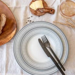 PORSGRUNDS PORSELÆNSFABRIK TALLERKEN FLAT 22 CM GRÅ - 4PK