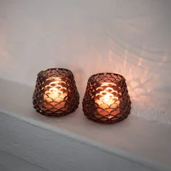 CHRISTIANIA 1739 Telysholder Furu Glass 6,5cm Brun 2pk